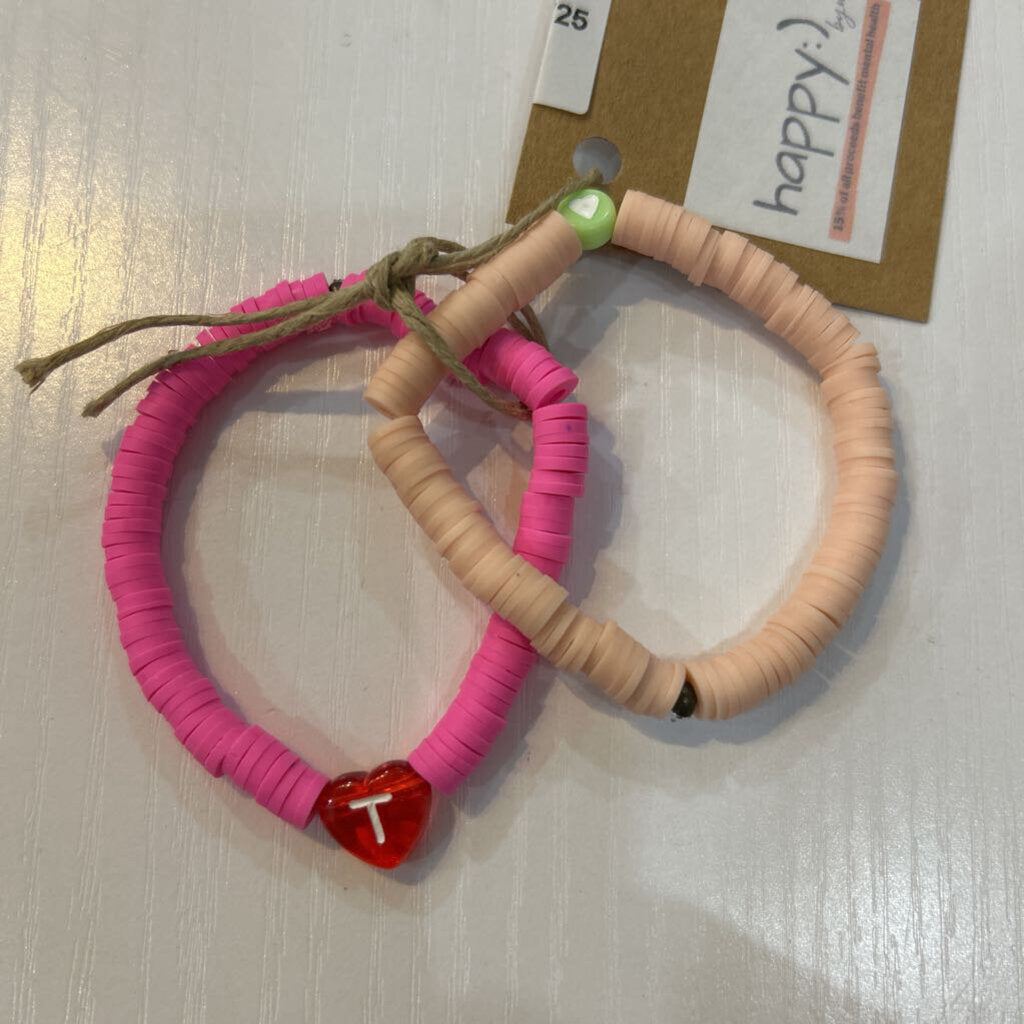 Beaded Initial T 2 Strand Bracelet