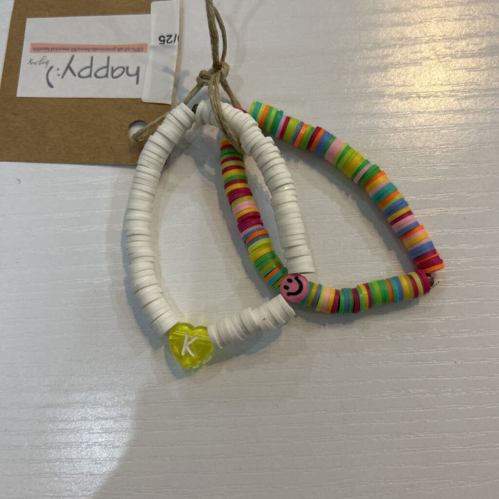 Beaded Initial K 2 Strand Bracelet