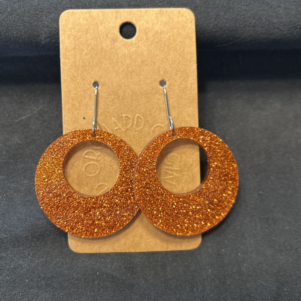 Pumpkin Orange Sparkle Large Circle Earring