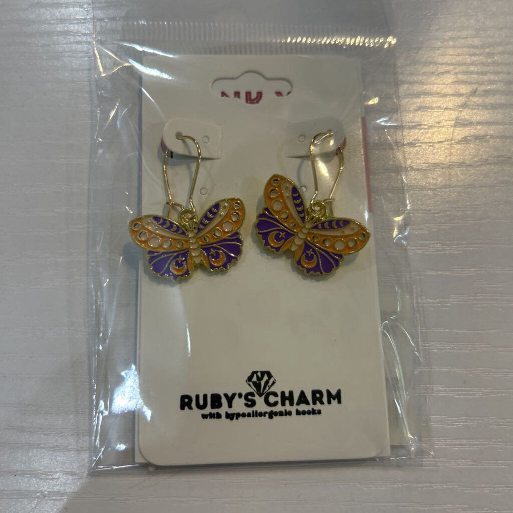 Purple/Org Butterfly Hypoallergenic Hooks