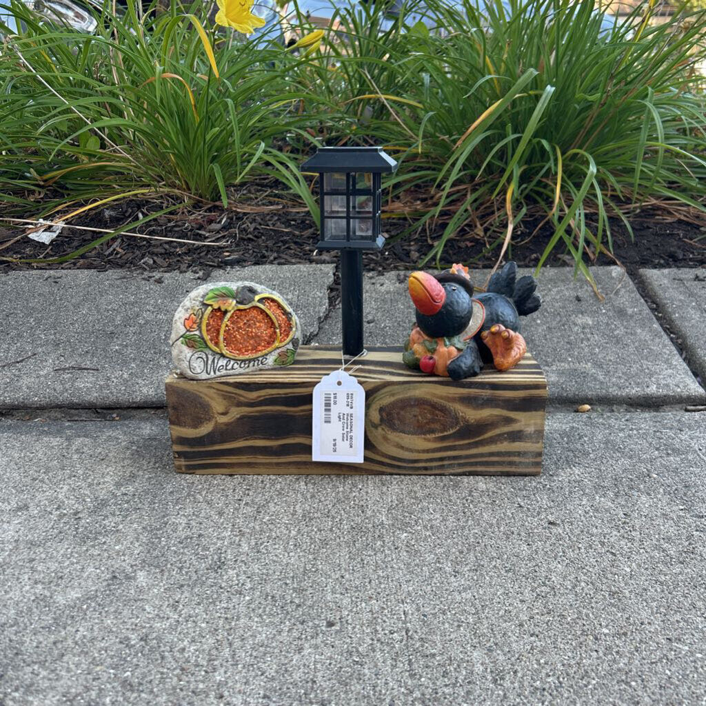 Welcome Stone And Crow Solar Light
