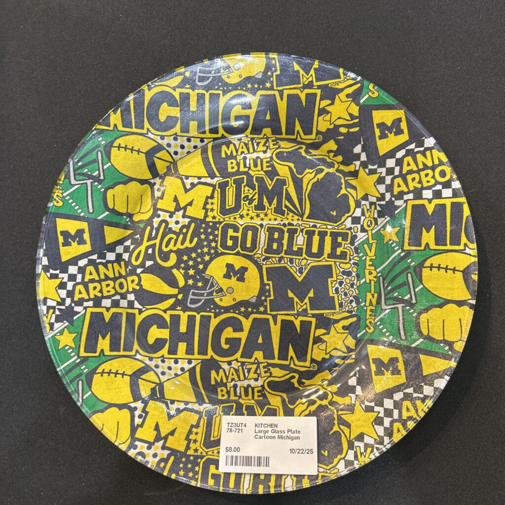 Large Glass Plate Cartoon Michigan