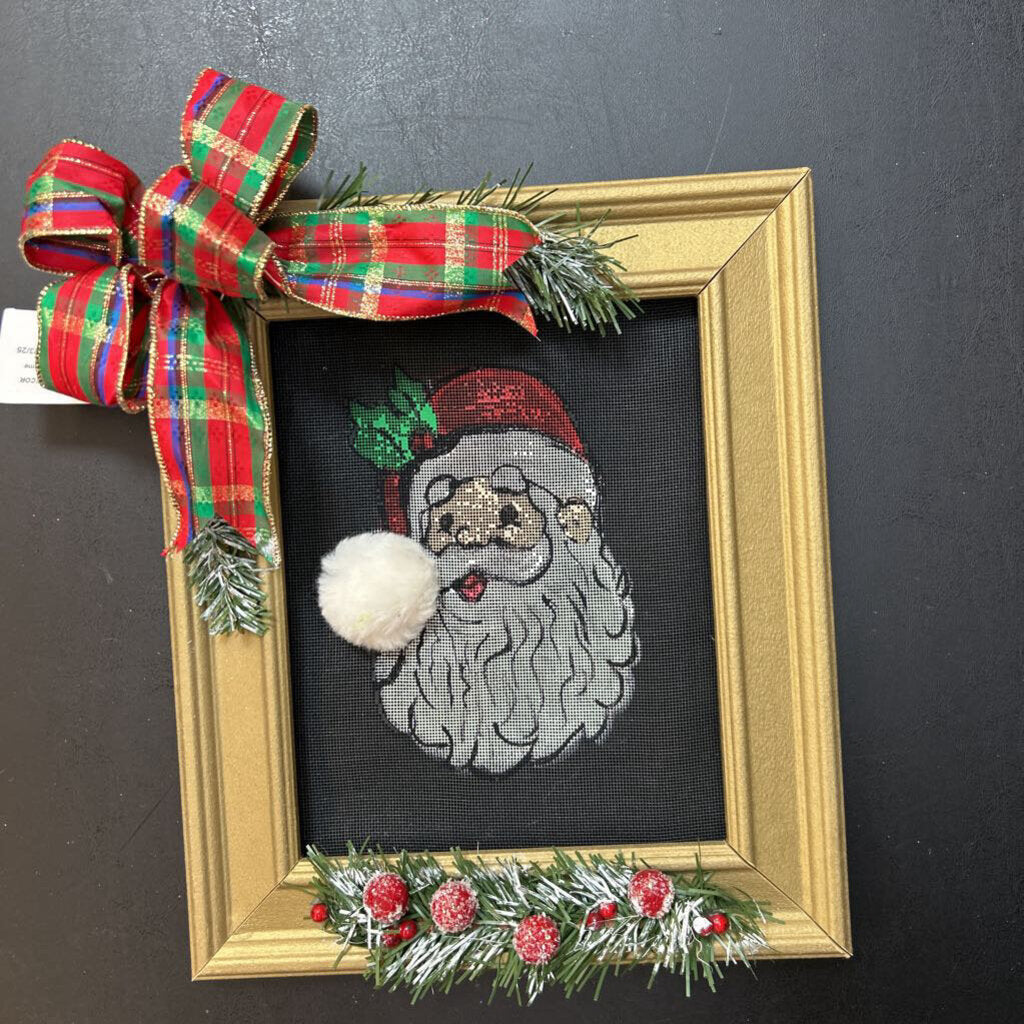 Painted Santa Claus in gold frame