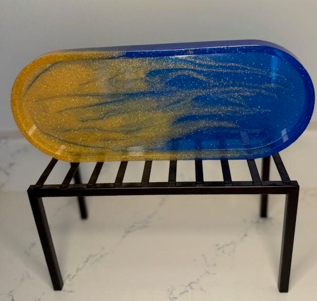 Large Oval Tray (Blue & Yellow)