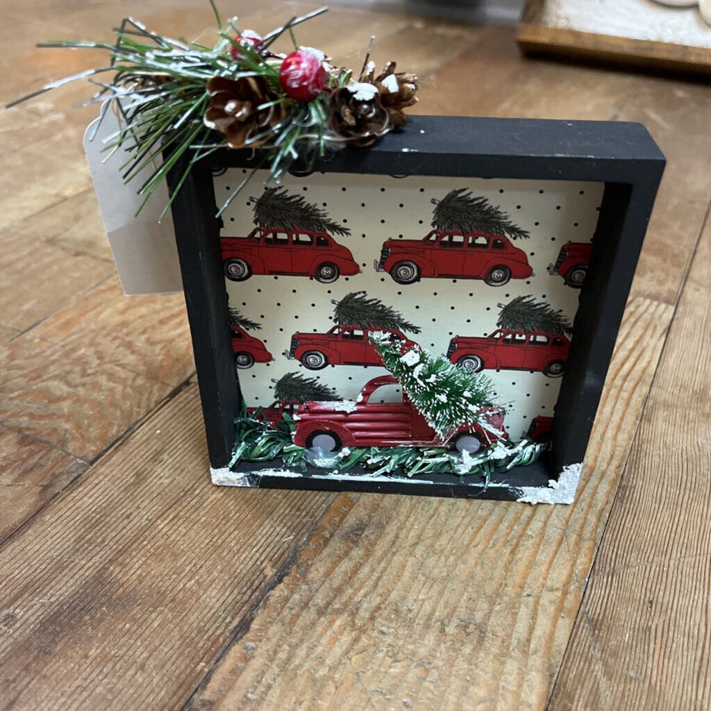 Small Black Frame w/Red Truck