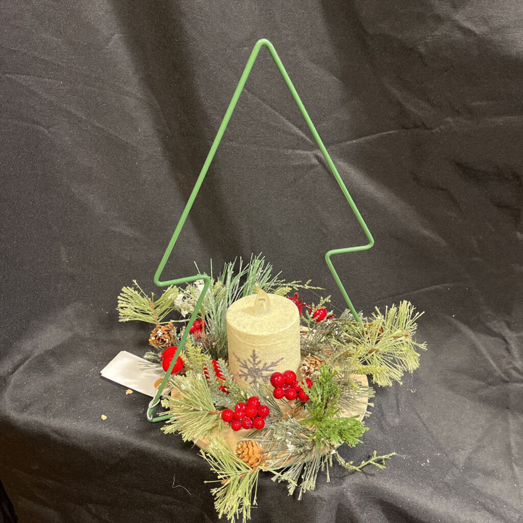 Metal Tree w/Snowflake Candle