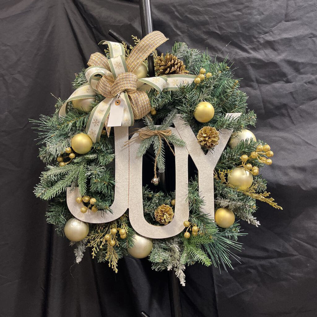 Christmas Wreath Gold & Ways w/Joy