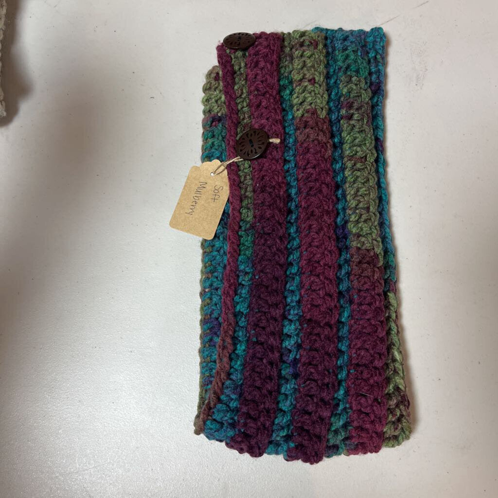 Crochet Button Scarf Soft Mulberry