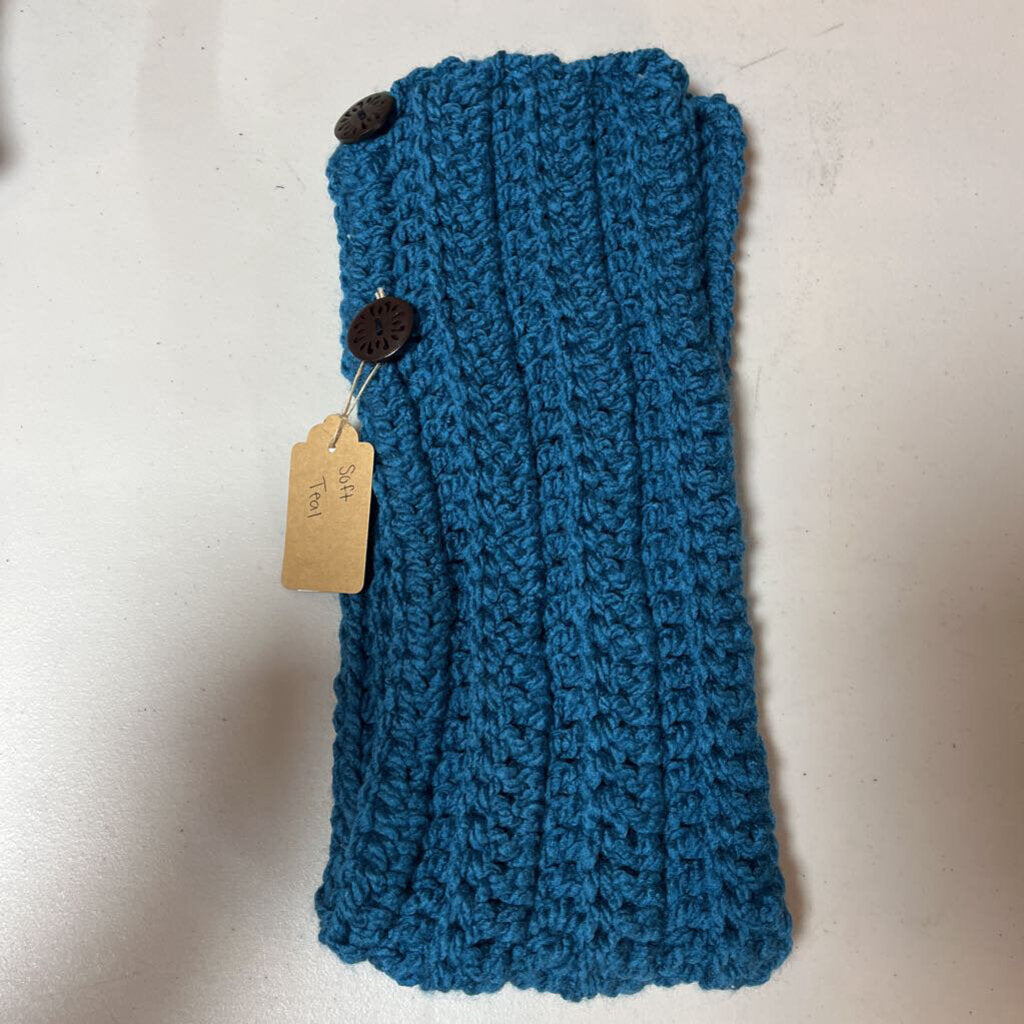 Crochet Button Scarf Soft Teal
