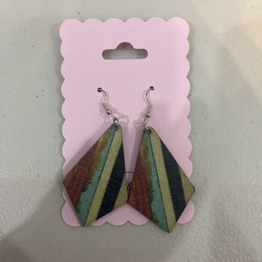 Distressed Striped Pendant Earring