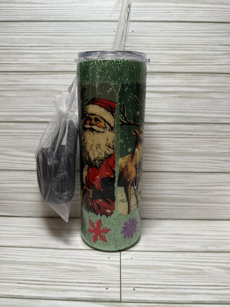 Santa, Deer, Green Strips