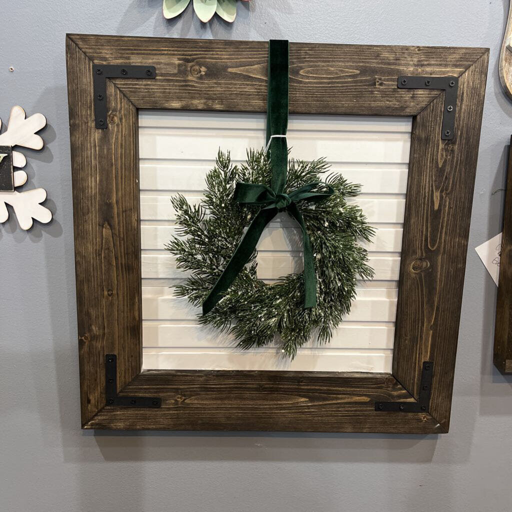 Christmas White Shiplap Board green ribbon