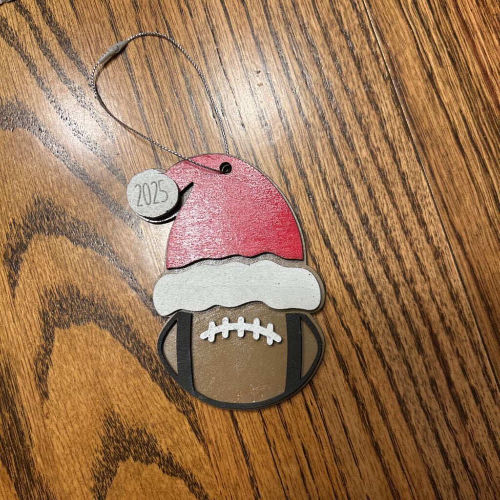 Football Santa Hat Ornament