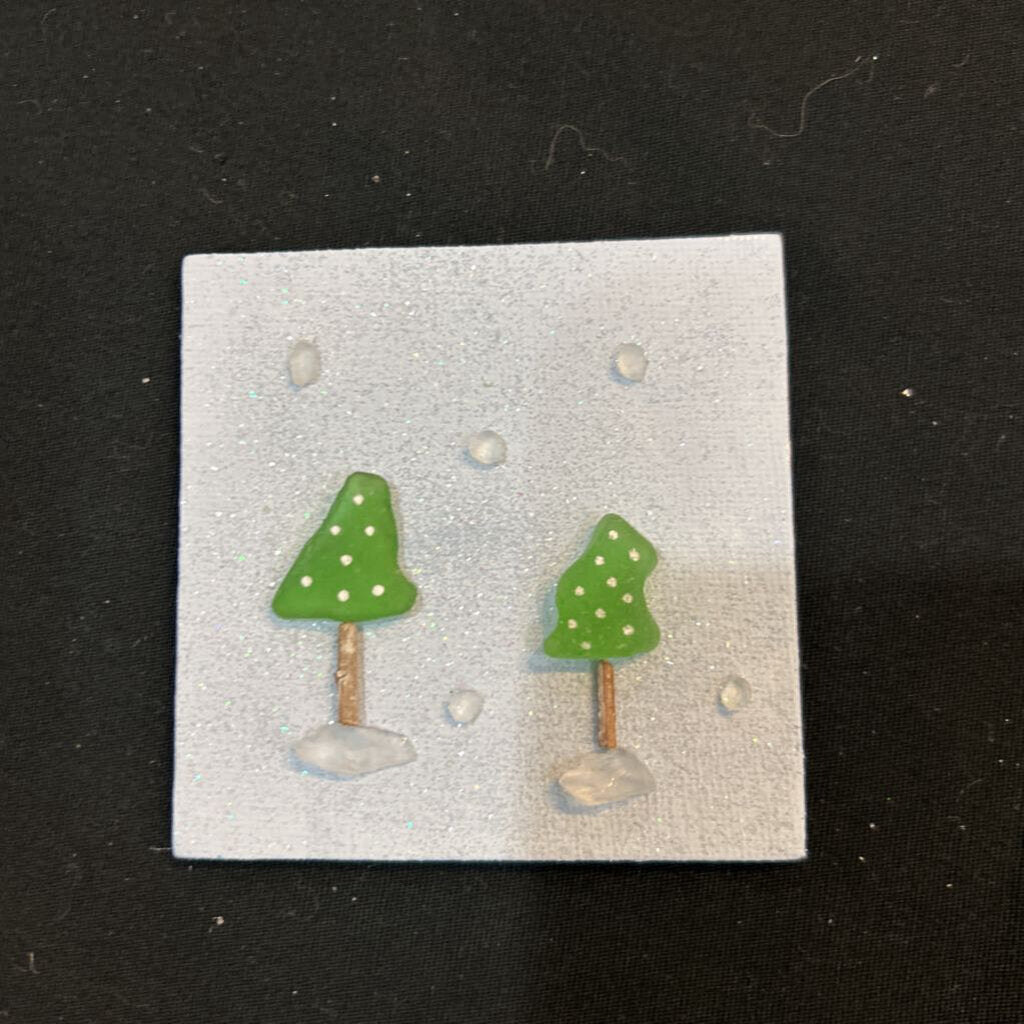 Magnet-Sq Blu w/2 Grn Trees