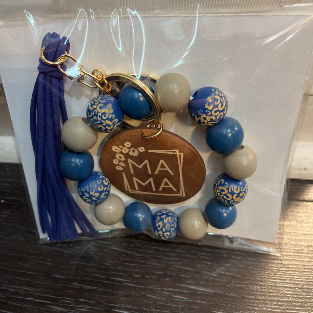 Wristlet Navy - wood charm