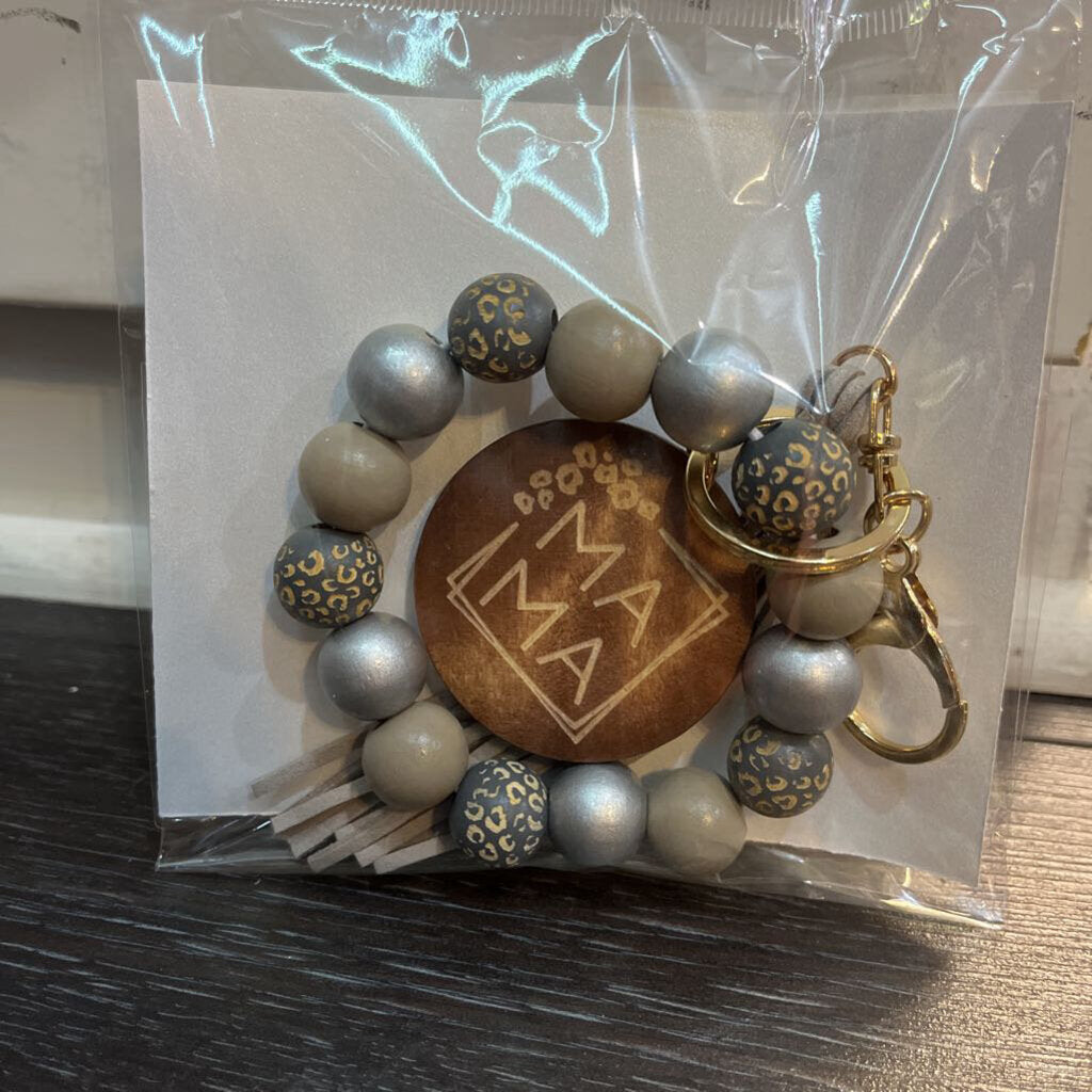 Wristlet Silver - wood charm