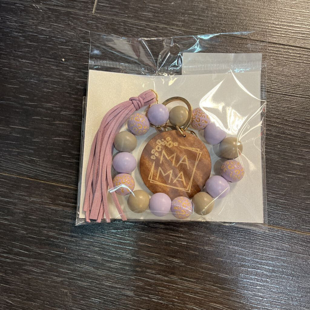 Wristlet Purple - wood charm