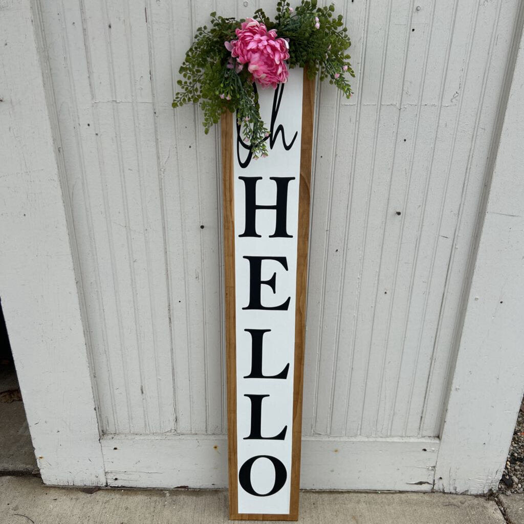 Oh Hello 4ft Porch Leaner White & Black