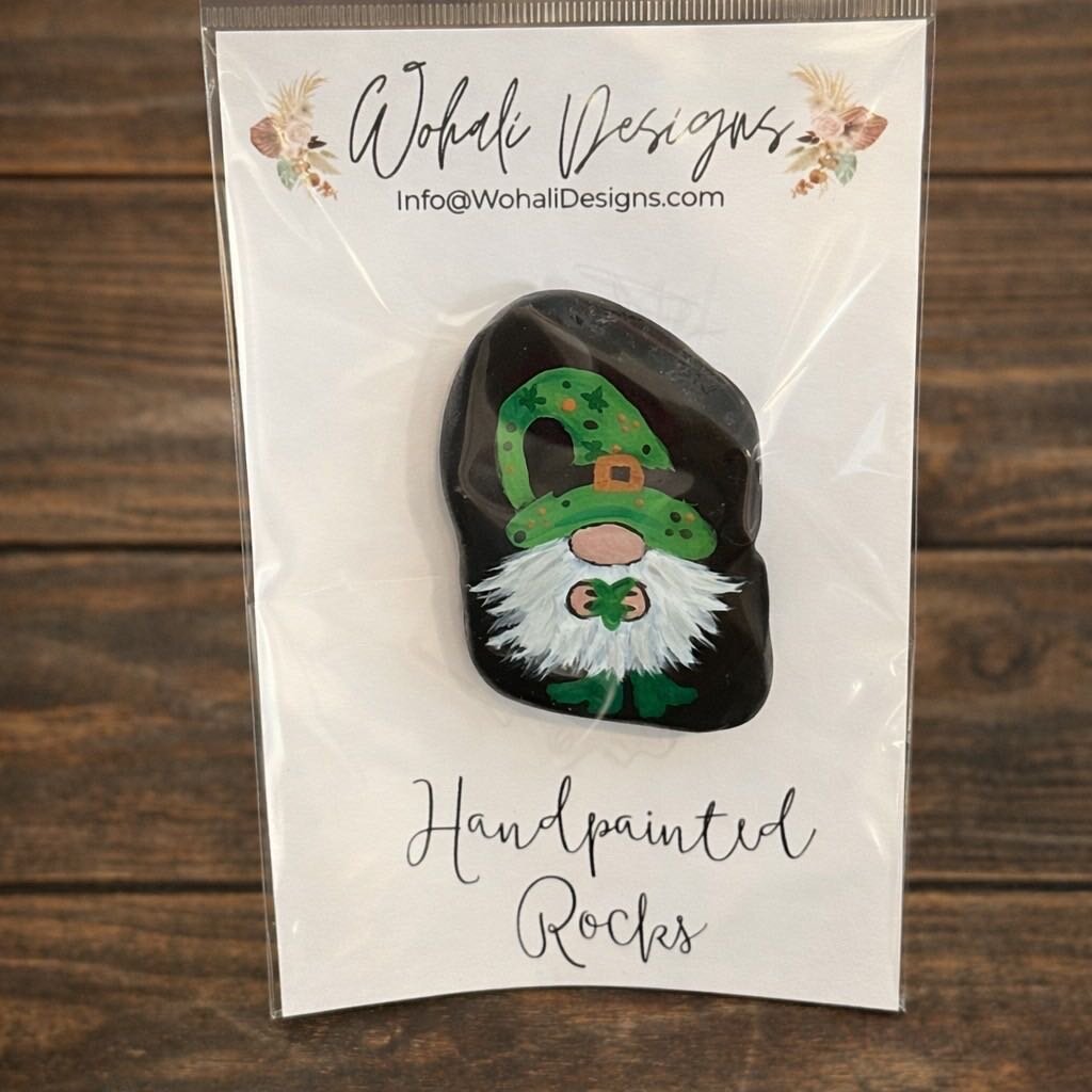 St Pat's Gnome hand painted Rock