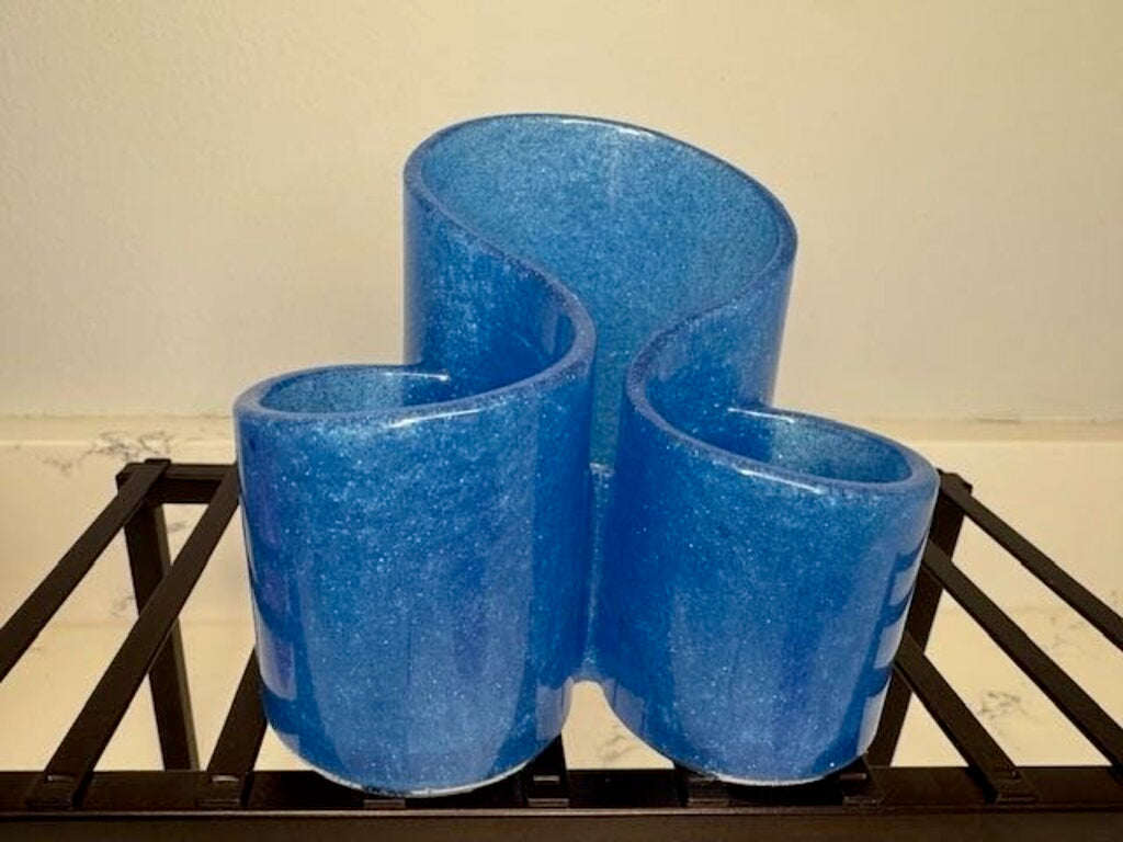 Resin Desk Caddy Blue Glitter