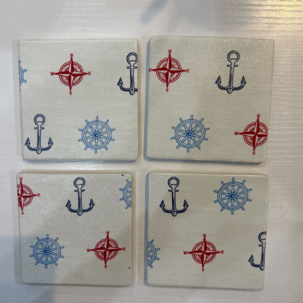 Nautical Square Coaster Set (4)