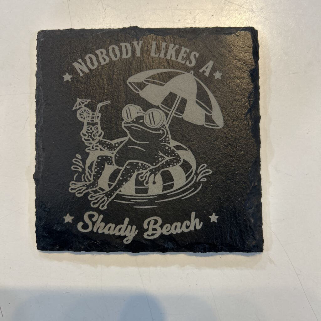 Shady Beach Slate Single Coaster