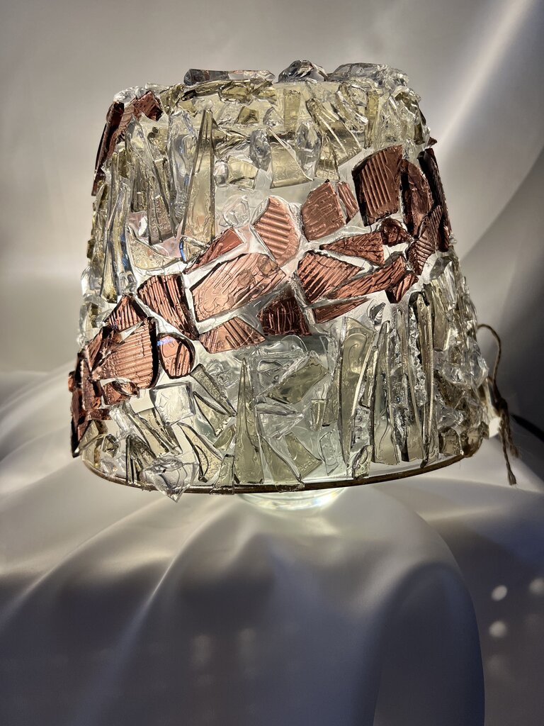 Solar Lantern Purple & Red with Glass 5x10in