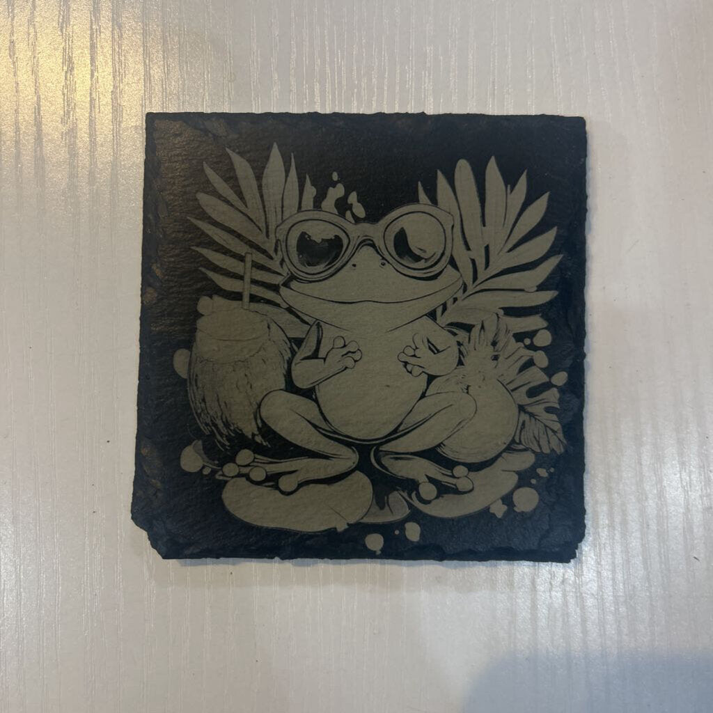 Frog with Glasses Slate Coaster