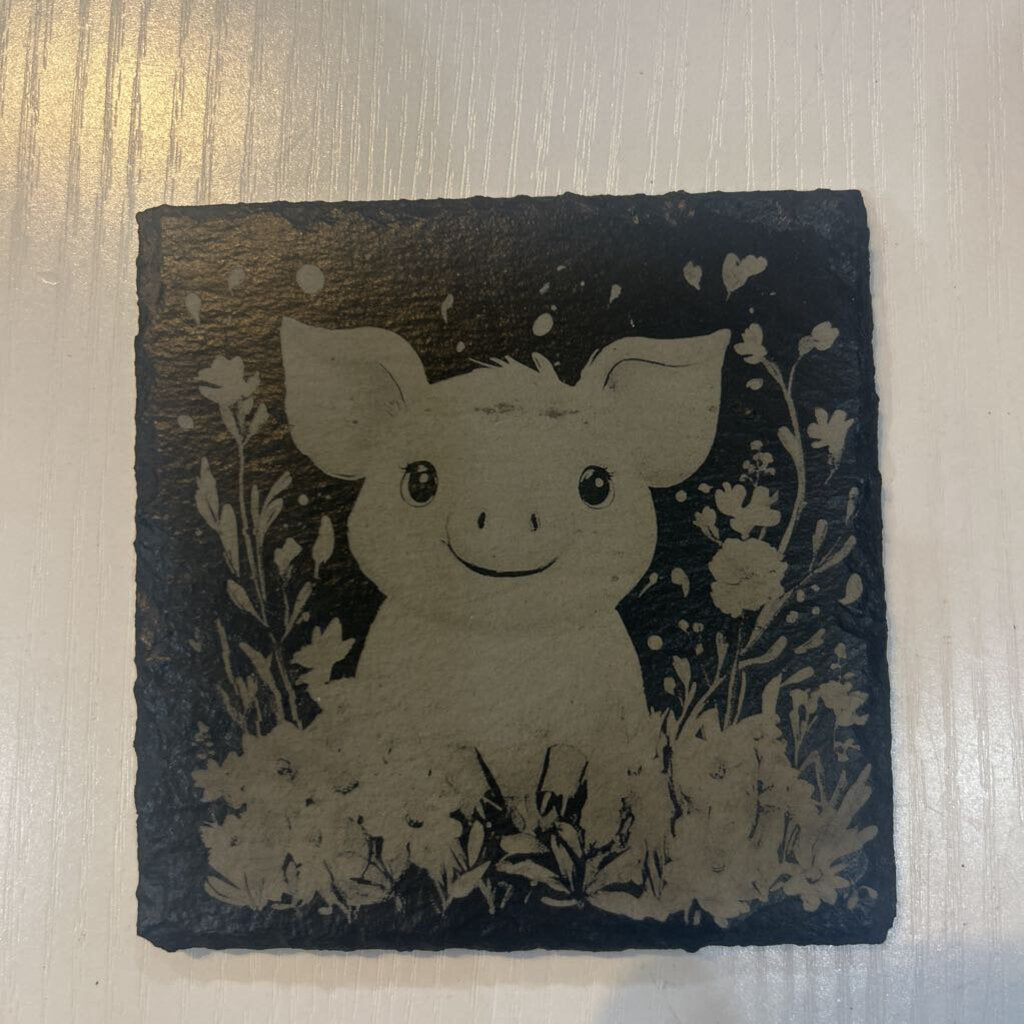Cute Baby Pig Slate Coaster