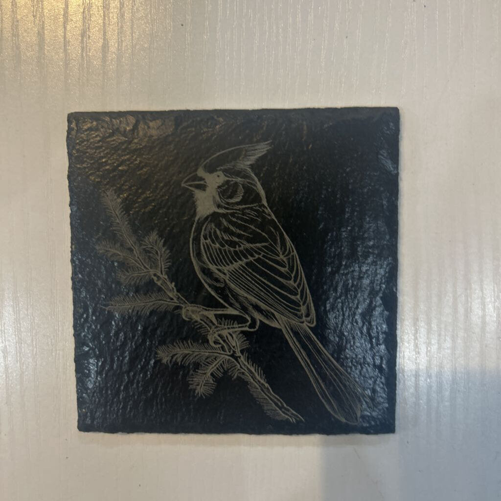 Cardinal on Branch Slate Coaster