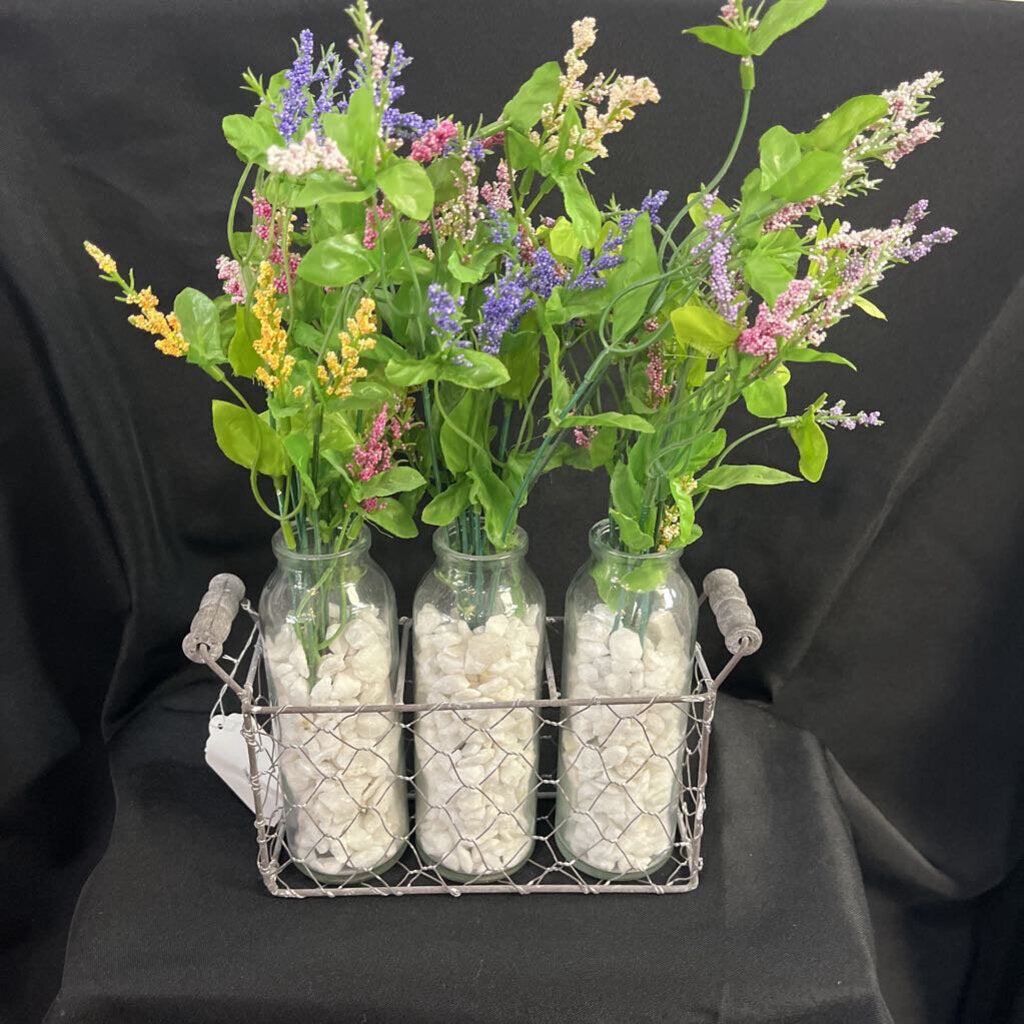 Florals in wire basket