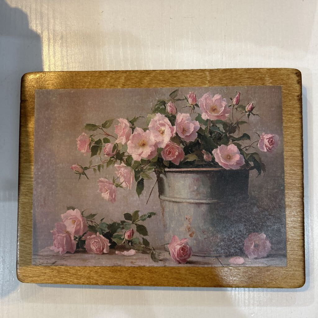 Pink Flowers in Bucket 6x8
