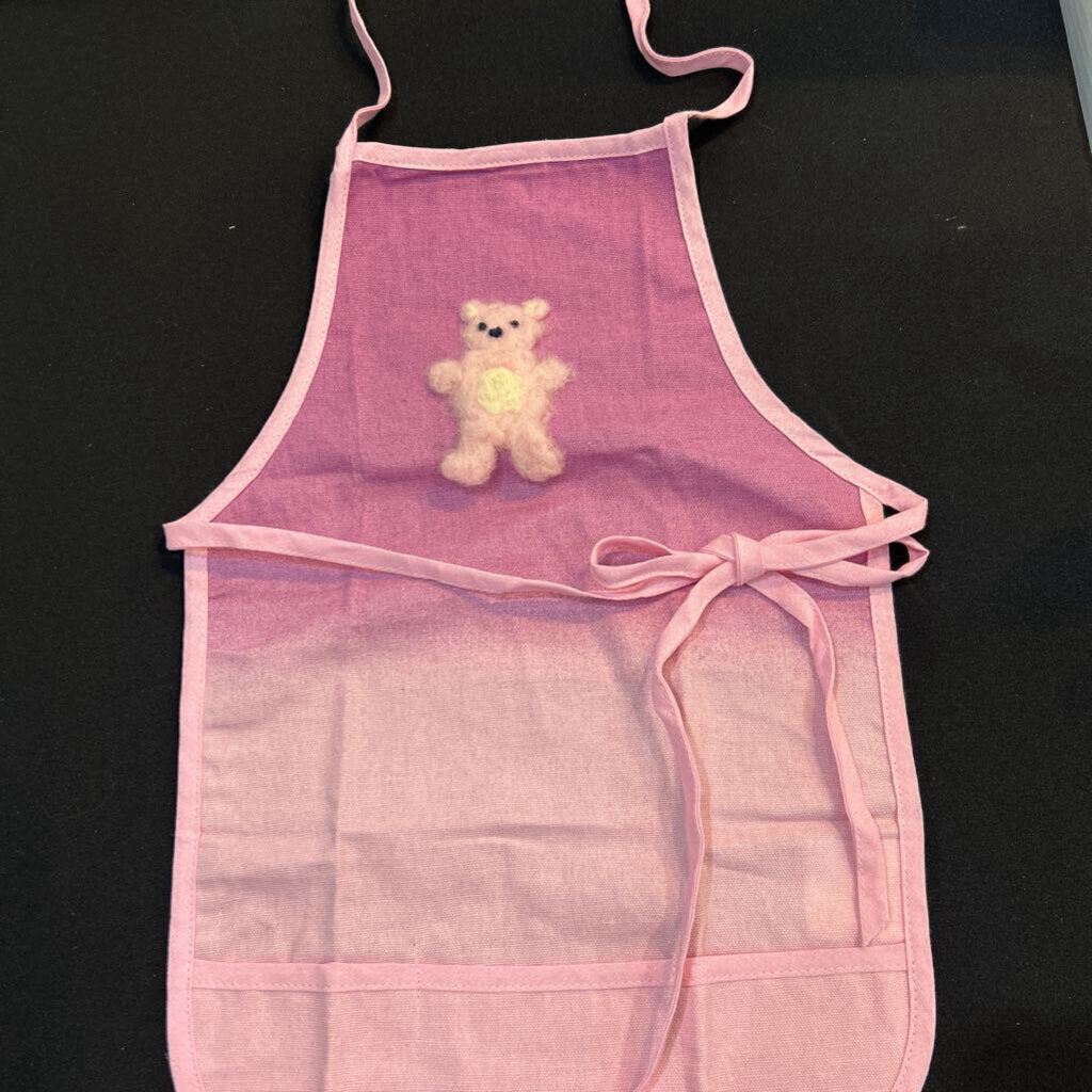 Felt Pink Bear Childrens Apron