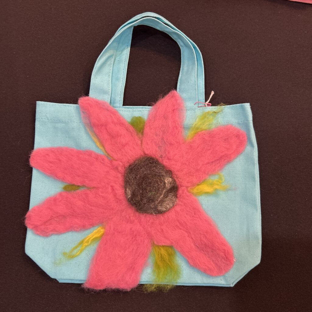 Blue Felt Flower Medium Tote