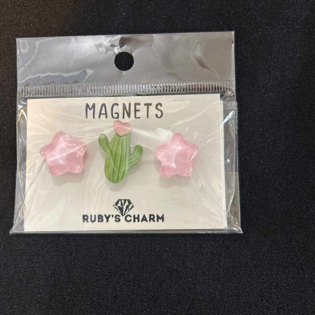 Magnet, Cactus, Pink Stars, set of 3