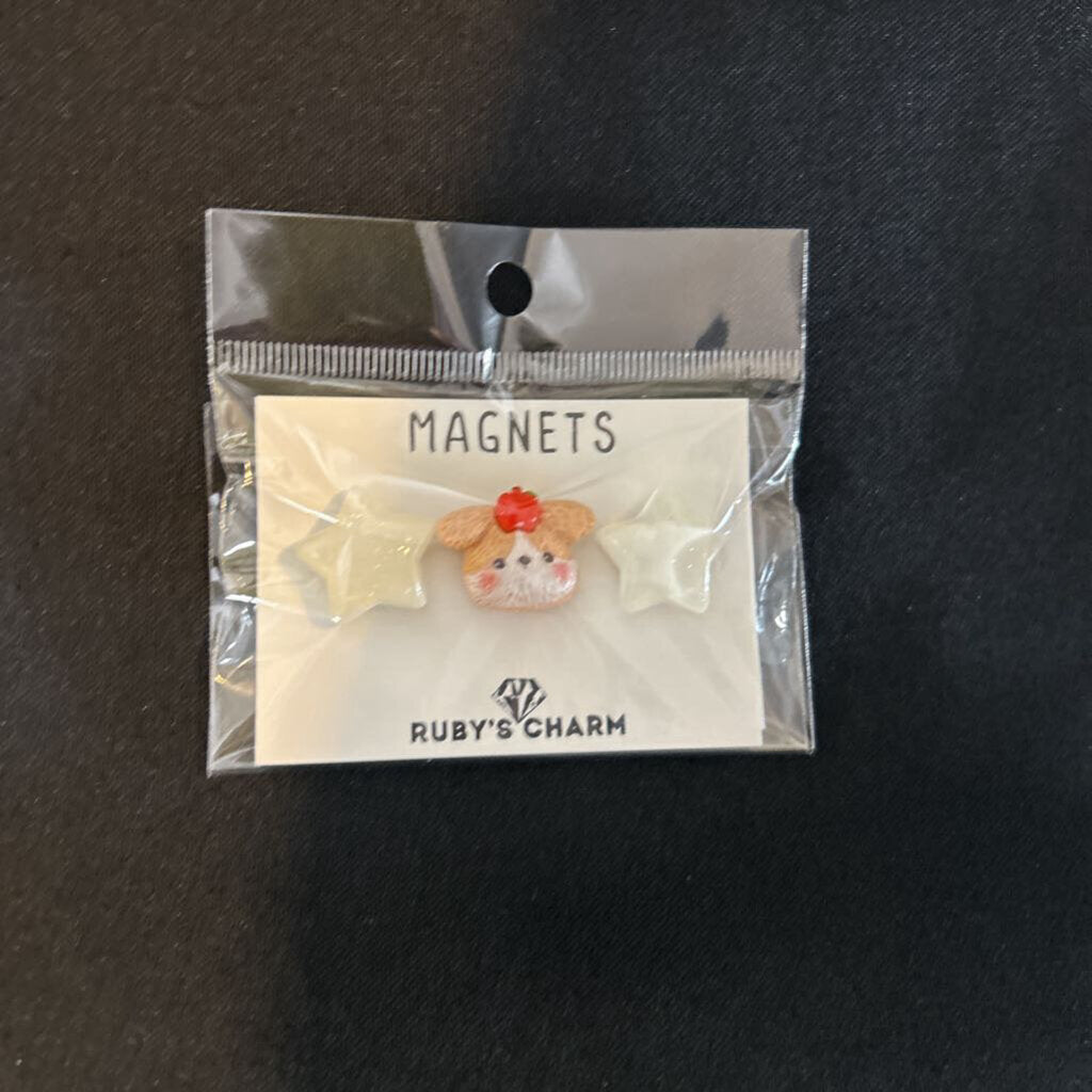 Magnet, Dog, White Stars, set of 3