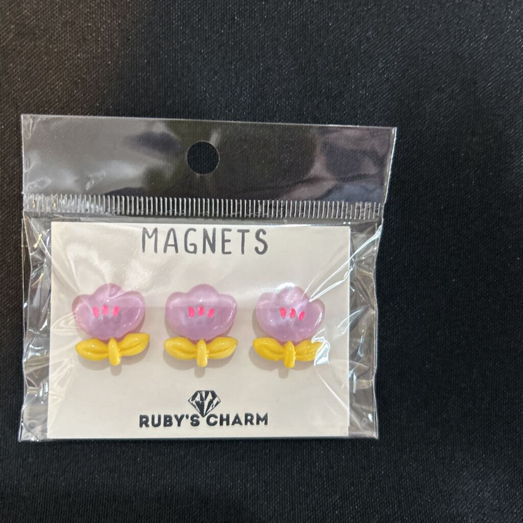 Magnet, Purple Flower, set of 3