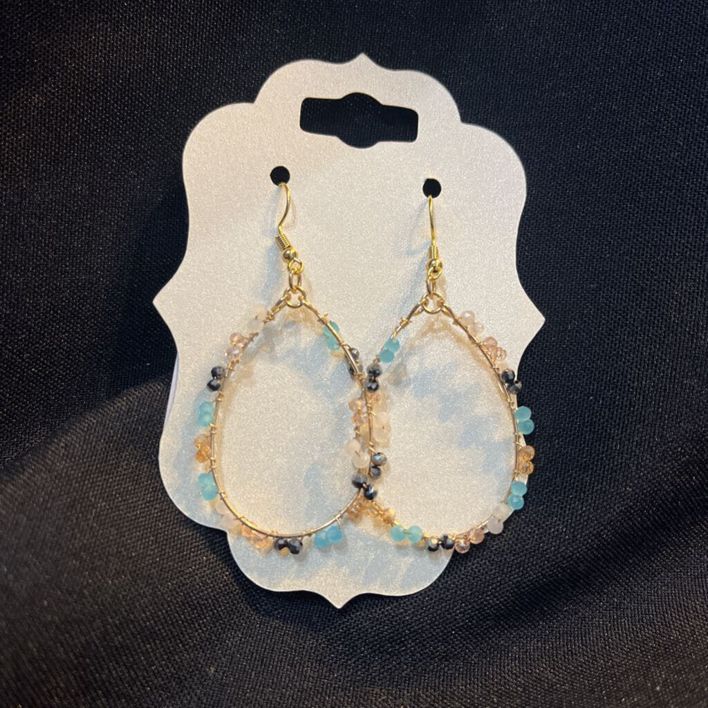 Gold Beaded Teardrop Earring
