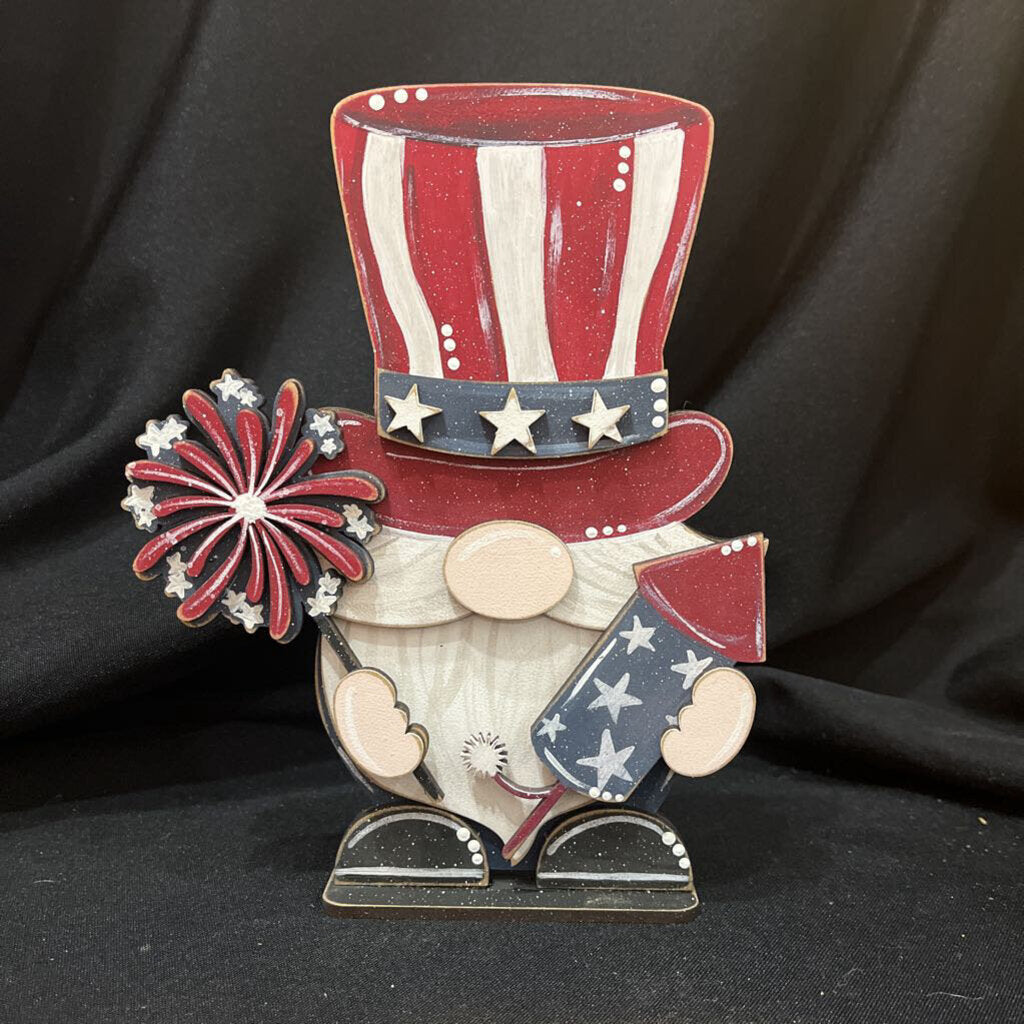 Patriotic Gnome with Fireworks