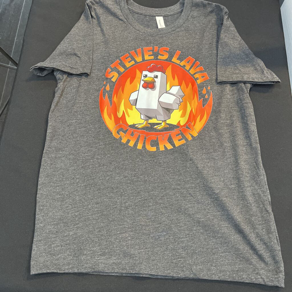 Steve's Lava Chicken (youth Large, Charcoal , t-shirt)