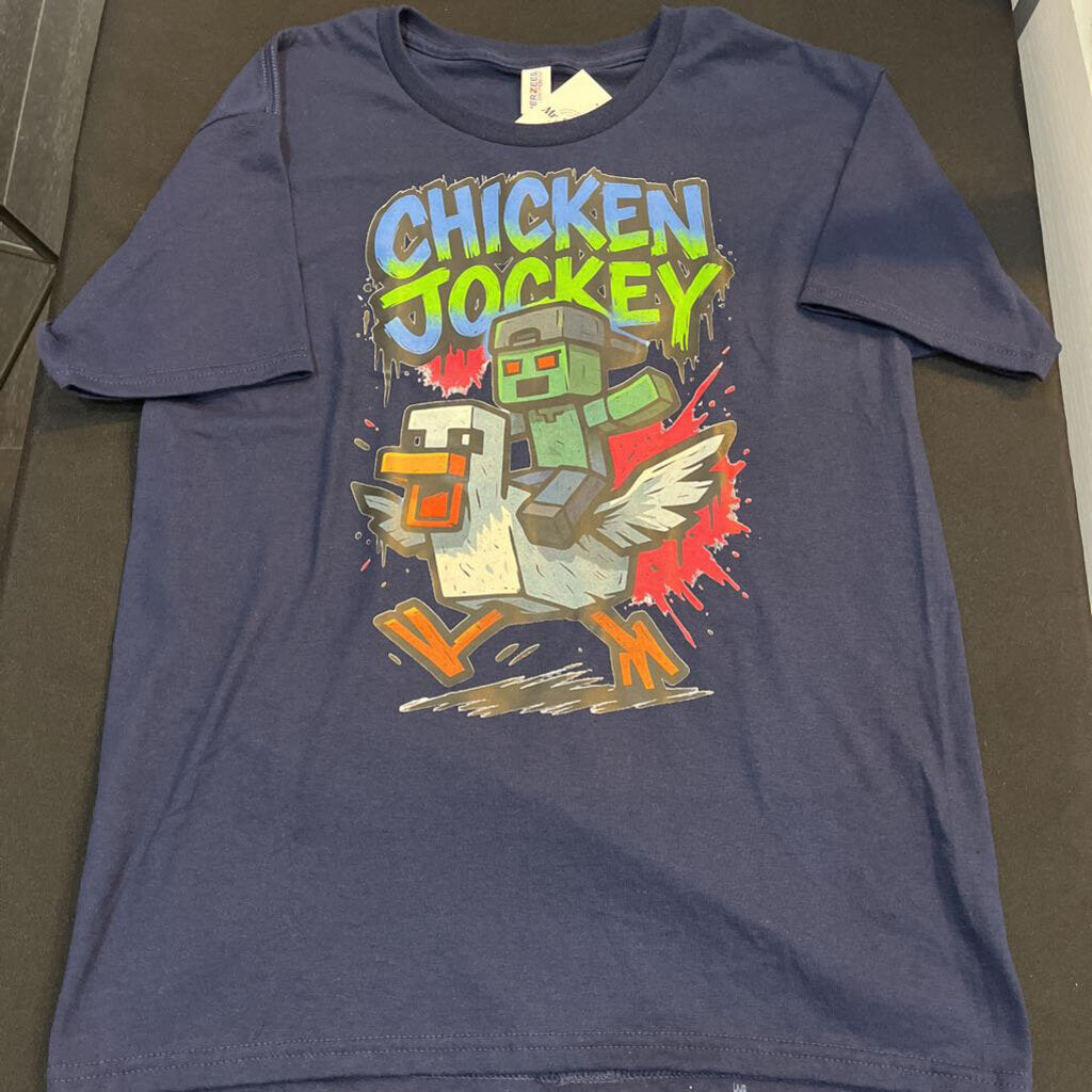 Chicken Jockey (youth XLg, Navy, T-shirt)