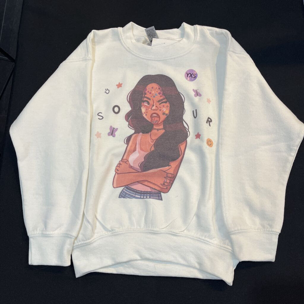 Sour (Youth XS, White, Crew)