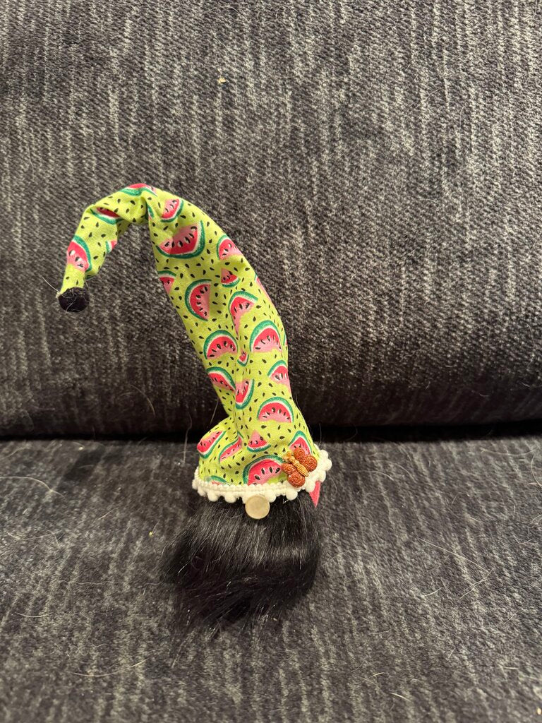 Gnome Watermelon on Hat Black Beard