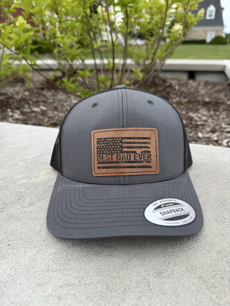 Best Dad ever Hat (snapback, black/gray, USA flag)