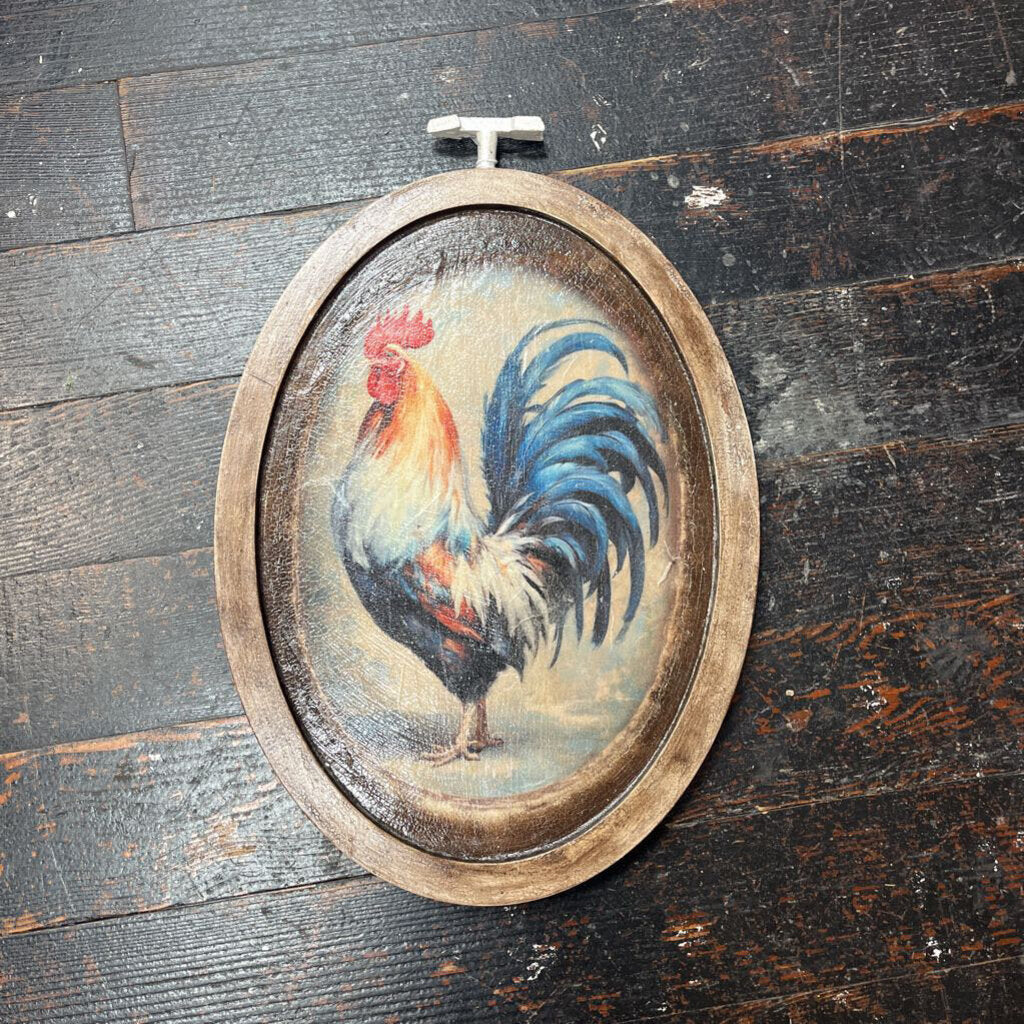 Oval Rooster Picture Wall Hanger