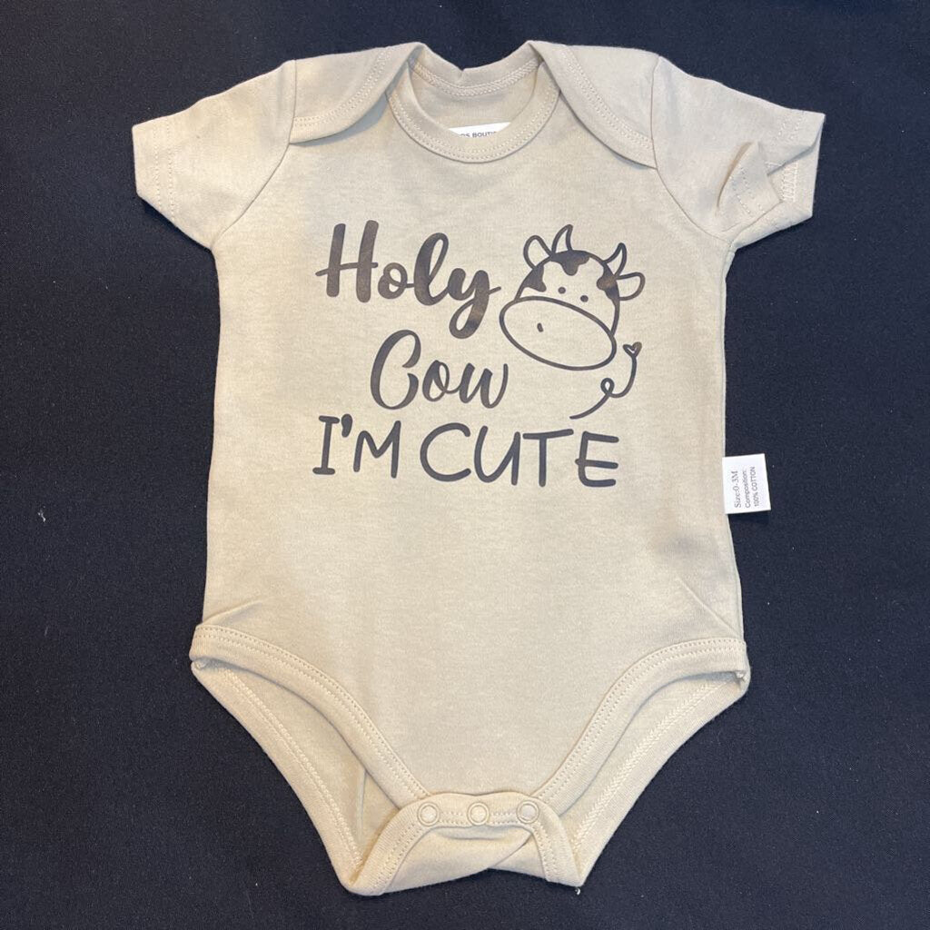Holy Cow I'm Cute (onesie, tan, 9-12M