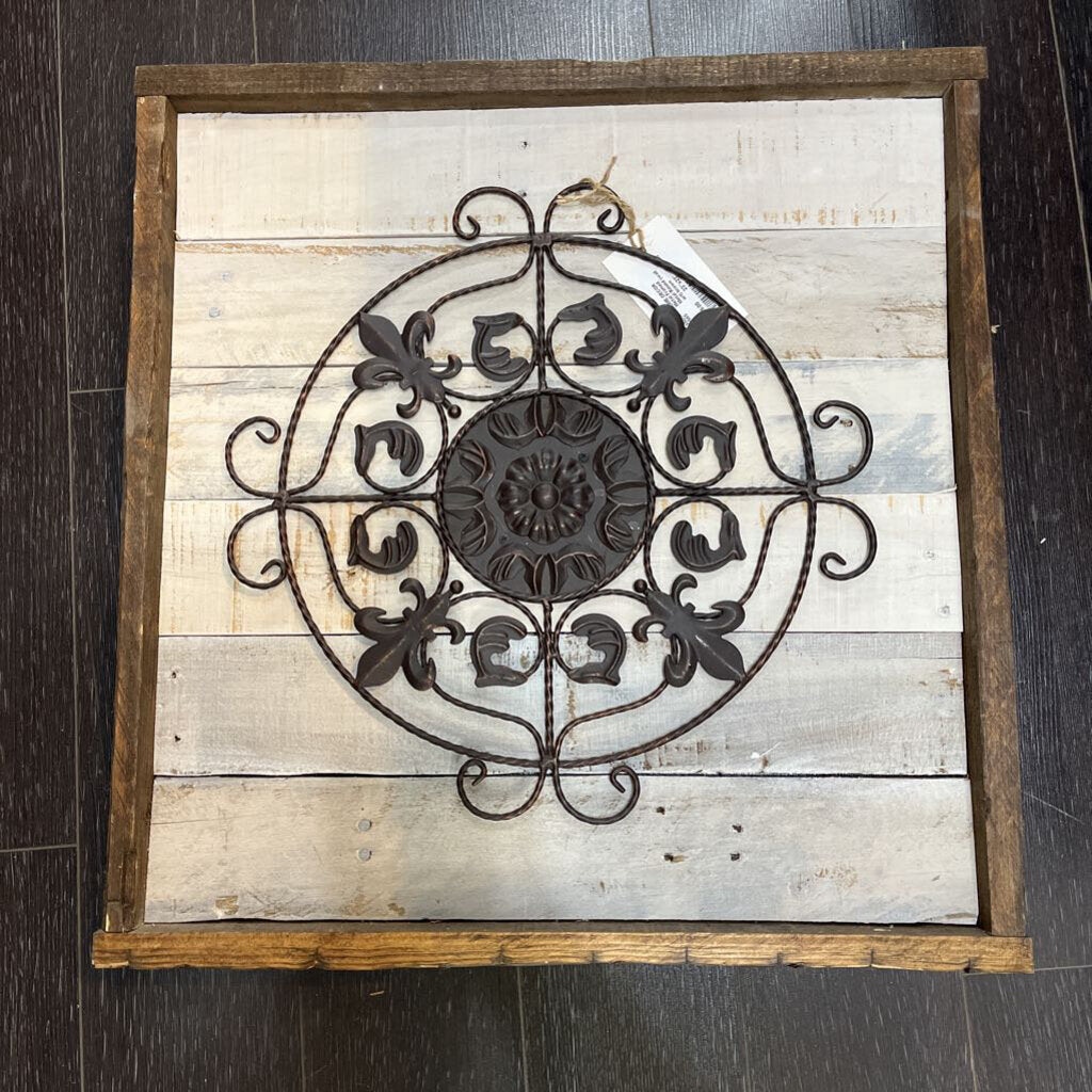 Metal Framed Metal Round (wall art)