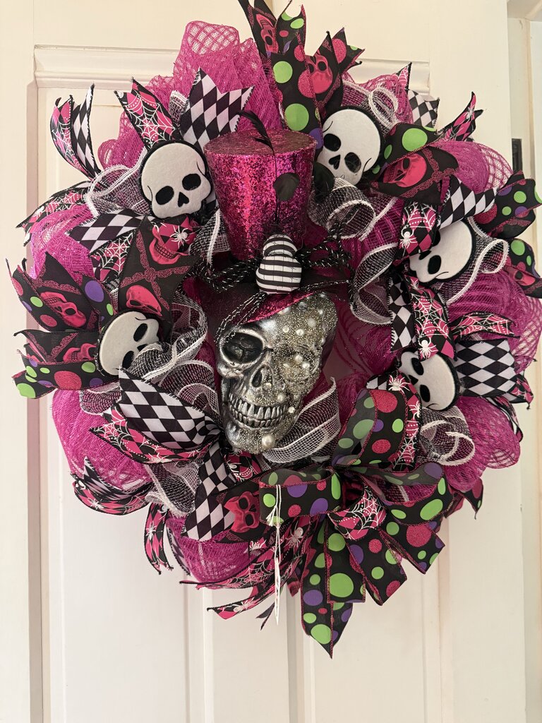 Pink Skull Wreath