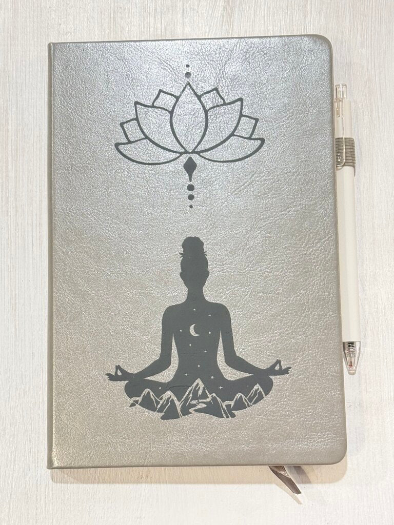 Meditation Lotus (grey, journal & pen)