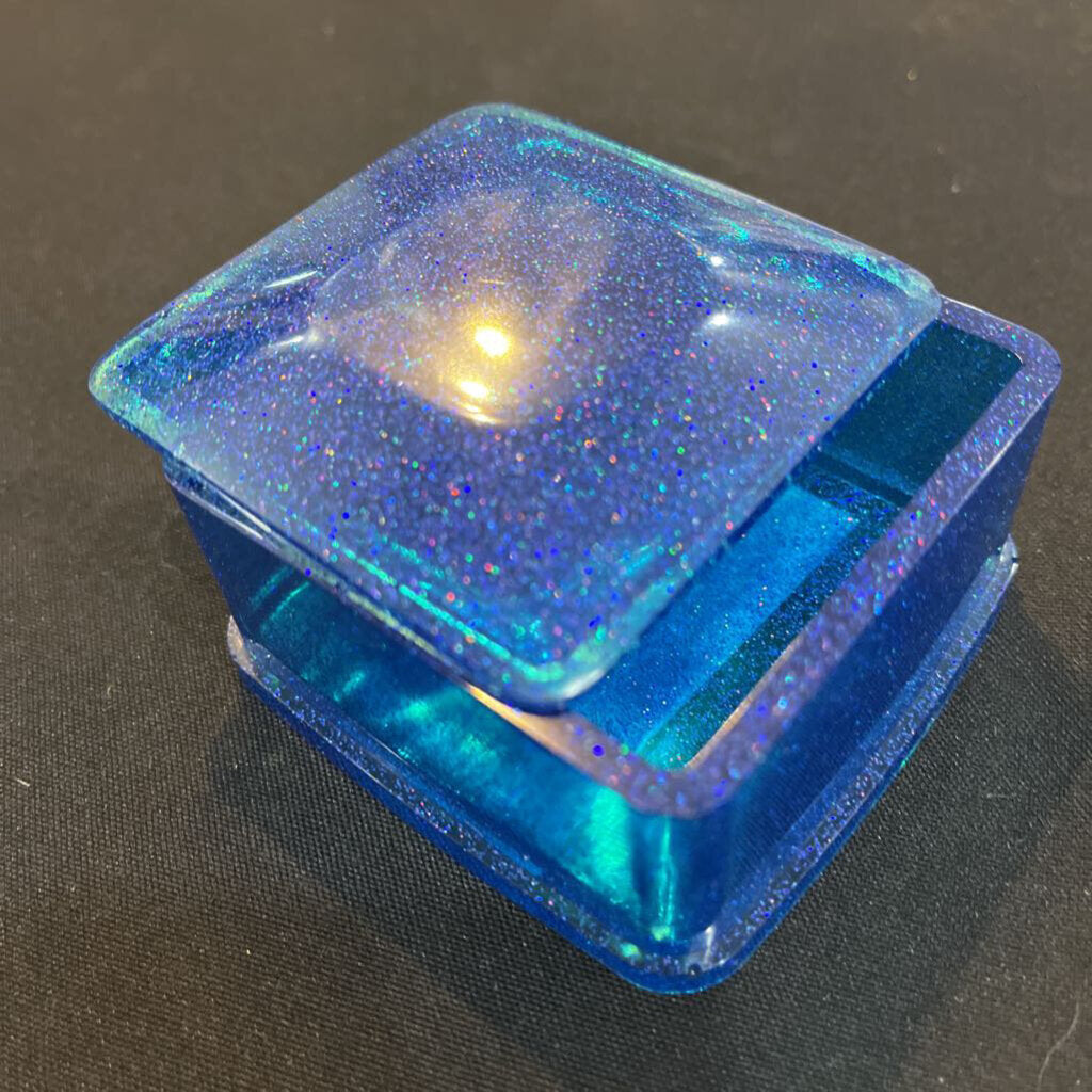 XS Dark Blue Square Trinket Container w/ Lid